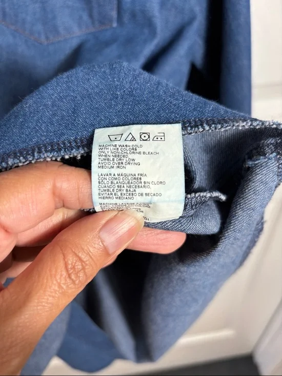 Wrangler Western Denim Shirt Blue Pearl Snap XXL Cowboy Rodeo - Picture 9 of 10